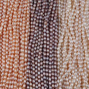 Perles d'eau douce naturelles en forme de riz de 5-6 mm, couleur blanche, faites à la main, accessoires de bijoux DIY, vente chaude - Product Image 1