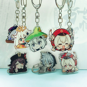 Porte-clés en acrylique personnalisé de dessin animé Anime Fabricant de porte-clés mignon populaire Pendentif holographique <span class=keywords><strong>Genshin</strong></span> <span class=keywords><strong>Impact</strong></span> Charms Wholesale - Product Image 1