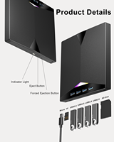 Lecteur de CD/DVD externe portable 7-en-1 USB 3.0 pour ordinateur portable/de bureau, compatible Windows 11/10/8/7, Linux, Mac OS