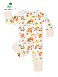 Combinaisons pour bébé unisexes en fibre de bambou avec logo personnalisé Miozing, fermeture éclair bidirectionnelle, écologiques et douces, adaptées aux bébés souffrant d'eczéma, utilisables toute l'année - Product Image 3