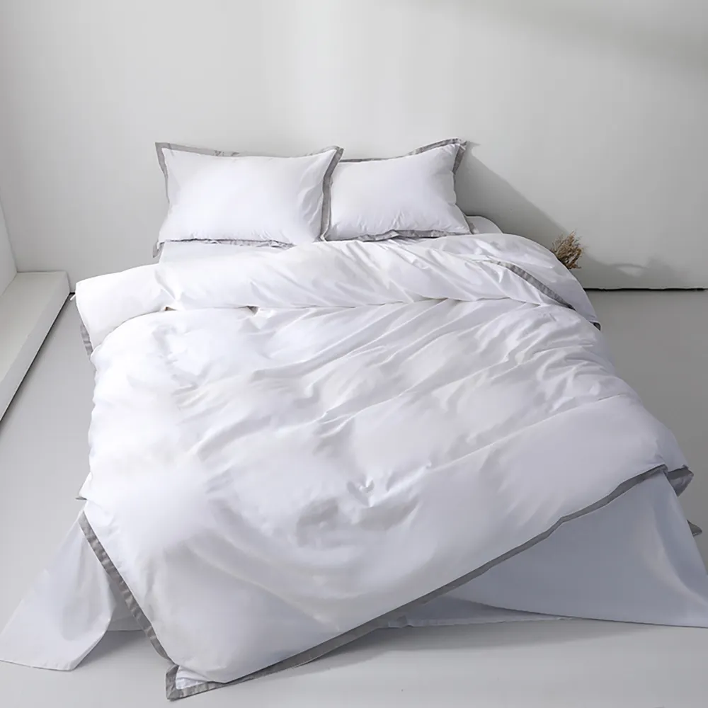 โลโก้ที่กําหนดเองอียิปต์ผ้าฝ้าย 100% ผ้าปูเตียงโรงแรม 3 ชิ้นชุดเครื่องนอนผ้าปูที่นอน
