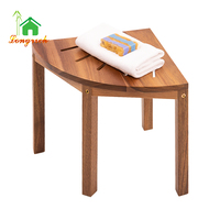 Tabouret d'angle en bois d'acacia, design gain de place pour salon, chambre, entrée, balcon, chambre d'enfant, salle de bain