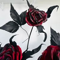 Roses géantes noires et rouges réalistes faites à la main, ajoutez une touche romantique éternelle, ne se décolore jamais, pour vitrine, remise de diplôme, Halloween, anniversaire, fête des Mères