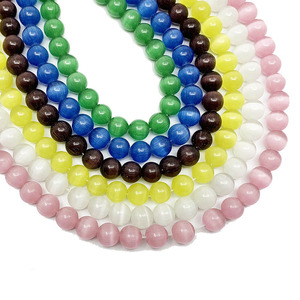 ลูกปัดหิน 8 มม. ทรงกลม สำหรับทำสร้อยข้อมือ สีขาว ตาแมว สีเหลือง สีชมพู สีฟ้า สีเขียว คาร์เนเลียน เฮลิโอโทรป - Product Image 1