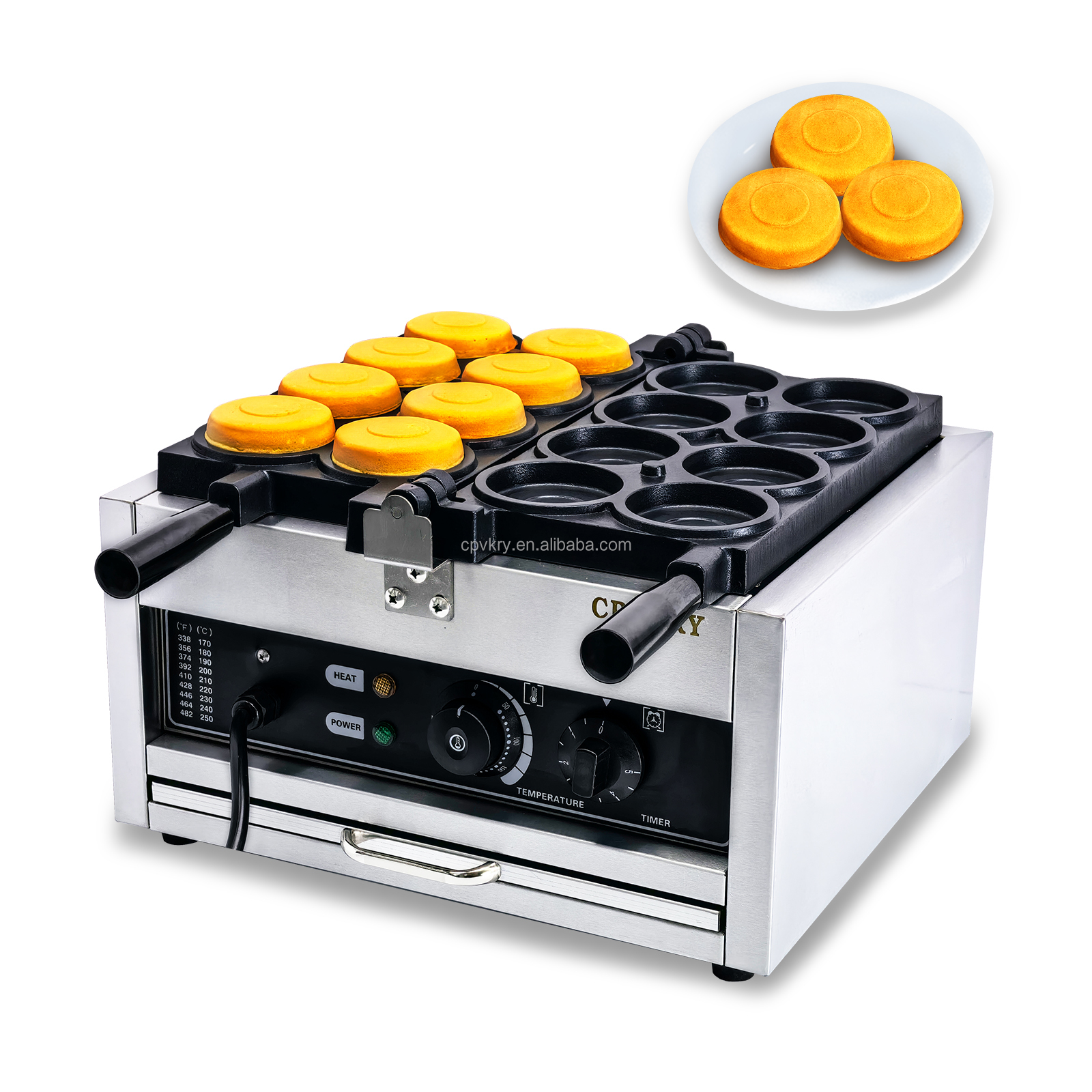 Commercial 110-220V Red Bean Cake Waffle Maker Non-Stick Stainless Steel Snack Equipment 50-300℃ Adjustable Popular New Design