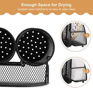 Sıcak satış 3 bölme siyah Metal gereçler Caddy sayaç depolama sepeti gümüş çatal sofra takımı organizatör için - Product Image 2