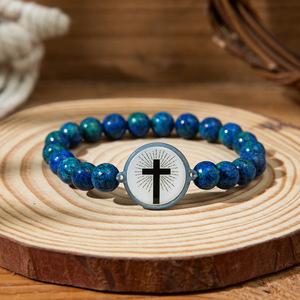 Nuevo diseño regalo religioso NFC diario versículo <span class=keywords><strong>de</strong></span> la Biblia pulseras cruzadas Unisex código QR personalizado versículo <span class=keywords><strong>de</strong></span> la Biblia Chip pulsera cruzada <span class=keywords><strong>de</strong></span> piedras preciosas - Product Image 1