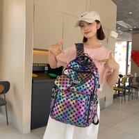 Sac à dos esthétique pour adolescentes, tendance, coloré, brillant, en polyester holographique, grande capacité, pour lycéennes