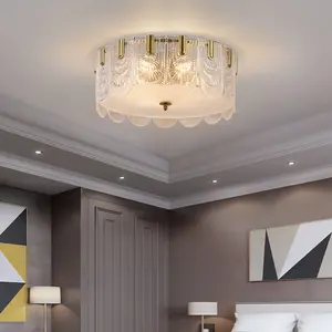 ฝรั่งเศสห้องนอนห้องนั่งเล่นการออกแบบในร่มตกแต่งแฟนซีจี้ติดตั้งไฟ Led ที่ทันสมัยคริสตัลโคมระย้าเพดานแสง