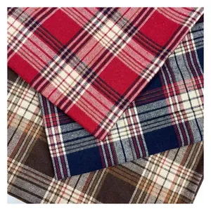 Lager viel Shaoxing Polyester Baumwollgarn gefärbt gewebt Flanell TC Shirt Stoff Check Plaid Print Kleid Stoff in Kanada Markt