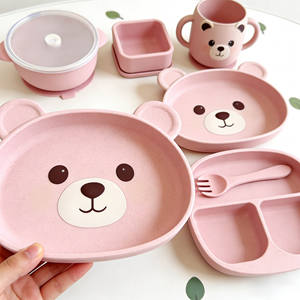 Ensemble de 7 pièces de vaisselle en silicone pour enfants : bavoirs, assiette et bol à ventouse pour la diversification alimentaire - Product Image 5
