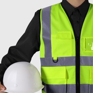 เสื้อกั๊กสะท้อนแสงพร้อมพิมพ์โลโก้ตามสั่ง ระบายอากาศได้ดี สีเหลืองเรืองแสง สำหรับใช้ในสถานที่ก่อสร้าง - Product Image 2