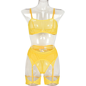 Wholesale Sexy Transparent Mesh Ladies Lingerie 4 Piece Set Sexy Garter Lingerie Women Clothing Lingerie G-String - Product Image 6