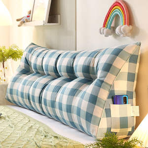 Coussin de soutien dorsal et de <span class=keywords><strong>tête</strong></span> triangulaire long avec housse <span class=keywords><strong>amovible</strong></span>, grand coussin de lecture <span class=keywords><strong>pour</strong></span> lit, vente en gros - Product Image 2