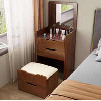 Table de toilette moderne et élégante pour femmes avec miroir éclairé par LED et rangement avec tiroirs, bureau de maquillage pour chambre à coucher