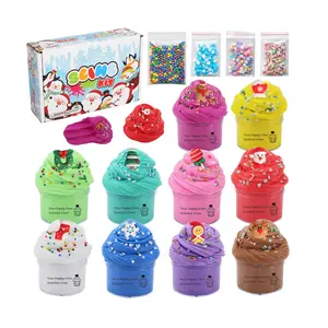 Giáng sinh chủ đề 10 màu tự làm Slime bơ trái cây Kit mềm co giãn và không dính đám mây slimes làm bộ đồ chơi bên ủng hộ cho ki