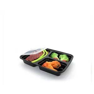 333 RE -32 Boîte à bento durable à 3 compartiments Conteneurs de préparation de repas en plastique réutilisables sans BPA