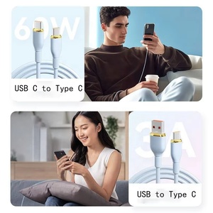 Cable de silicona líquida de 60W Tipo-<span class=keywords><strong>C</strong></span> a Tipo-<span class=keywords><strong>C</strong></span> 3A <span class=keywords><strong>USB</strong></span> <span class=keywords><strong>C</strong></span> Cable cargador 1M 1,5 m Cable de datos de carga rápida - Product Image 3