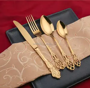 Rainbow Black Gold Coloured Wholesale Cutlery Set With Similar Royal Court Design As Egg Cutlery