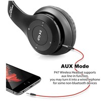 Écouteurs Sans Fil P47 de Bonne Qualité à Prix Abordable, Casque Sans Fil Compatible Carte SD, Microphone Intégré et Connexion Filaire