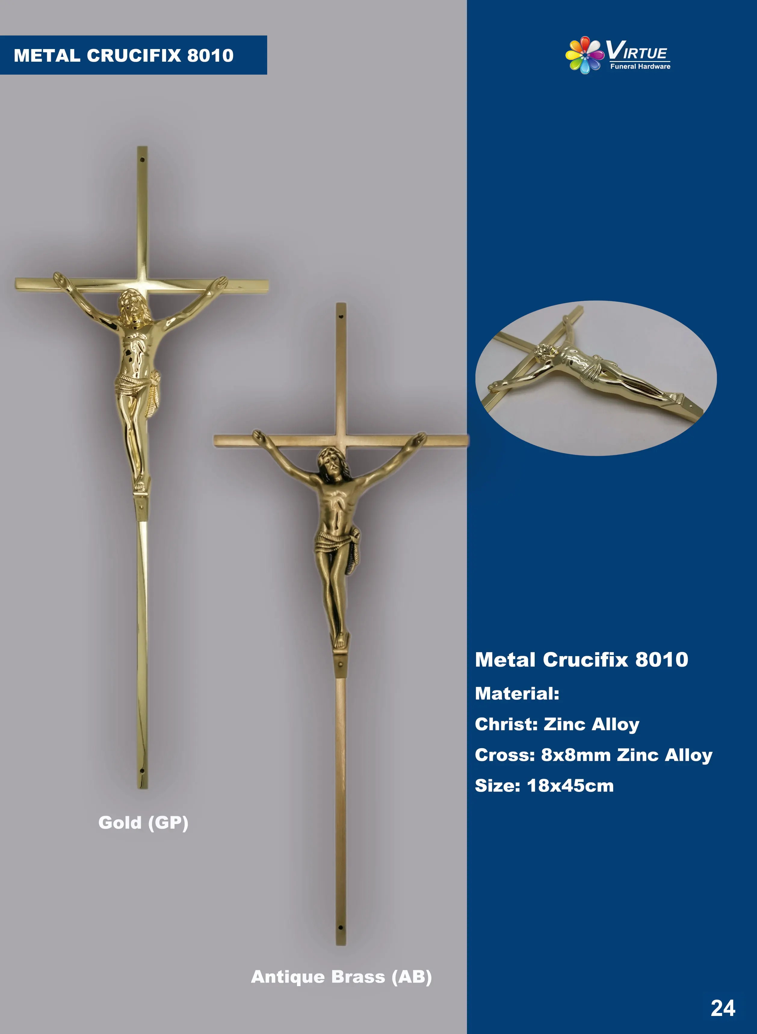 Funeral coffin crucifix and cross by casting metal Jesus and Christ 8010