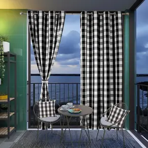 Amity hiện đại phong cách người Anh polyester bông rô rèm cửa trang trí nhà không thấm nước rèm cửa ngoài trời với đục lỗ