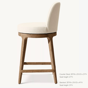 Tabouret de bar en bois de frêne moderne pour hôtel, cuisine extérieure, îlot de cuisine, chaises hautes rondes pour salle à manger, usage commercial - Product Image 4