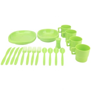 Wholesale Colorful Plastic Outdoor Tableware Sets Cheap Online Promotional Camping Dinnerware