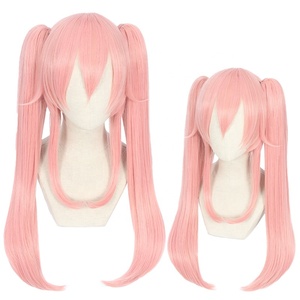 Venta al por mayor 55cm largo Rosa destino/Gran Orden Anime Tamamo no Mae peluca sintética Cosplay pelucas con dos coletas - Product Image 3