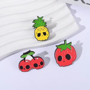 Pins de esmalte de calavera de fruta, broche de piña y fresa de cerezas de dibujos animados, insignias, sombrero de solapa, accesorios, regalo de joyería para niños y amigos - Product Image 2
