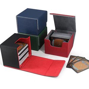   Boîte de rangement pour cartes à double pochette personnalisable, 100+ cartes, en cuir, coins carrés, doublure en flanelle, 2 planches en PP, TCG/Commander/Yugioh/Ug - Product Image 1