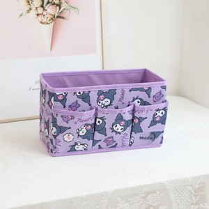 Organisateur de cosmétiques pliable multi-compartiments en tissu Oxford de style dessin animé, design Pucca Kuromi, pour rangement de bureau - Product Image 3