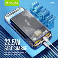 BAVIN prix de gros Logo personnalisé Portable Powerbank PD 22.5W charge rapide 10000mah batterie externe avec indicateur LED PC002