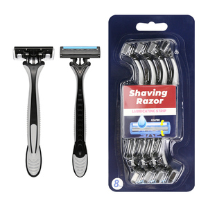 Maquinilla <span class=keywords><strong>de</strong></span> <span class=keywords><strong>Afeitar</strong></span> Desechable al por Mayor para Hombres, <span class=keywords><strong>de</strong></span> Acero Inoxidable con 3 Cuchillas, Mango <span class=keywords><strong>de</strong></span> Seguridad y Banda Lubricante - Product Image 1
