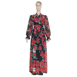 H & D donna Dashiki abito a manica lunga stampa floreale Vintage africano abiti da festa larghi per la primavera - Product Image 5