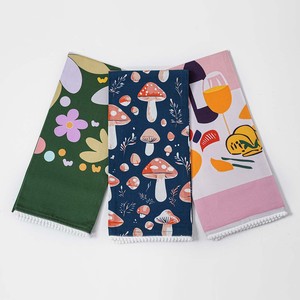 Custom Digitaal Bedrukt 100% Katoenen Linnen Meelzak Keukendoek Met Kwastje Of Pompon Theedoek - Product Image 4