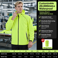 Blouson bomber léger à capuche pour homme, fermeture éclair, imperméable (20 000 mm+), détails réfléchissants, tissu sans PFC, randonnée en plein air, sportif