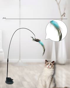 Juguete interactivo de varita de gato de peluche <span class=keywords><strong>con</strong></span> varillas largas duraderas en forma de pájaro, cuerda de rompecabezas de madera de estilo encantador para la mayoría de los gatos que juegan - Product Image 5