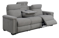 Canapé inclinable électrique moderne et élégant en tissu, avec fonction extensible et porte-gobelets, idéal pour les appartements et salons.