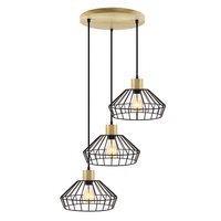 Lámpara de Techo Colgante Moderna para Cocina, 3 Luces LED, Madera, Estilo Retro Vintage Industrial