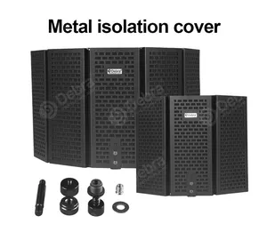 3/5 yan Metal mikrofon İzolasyon kapağı katlanabilir kompakt İzolasyon kapağı yüksek yoğunluklu ses emici köpük kondenser mikrofon