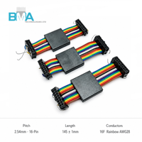 Câble plat ruban arc-en-ciel OEM 2,54 mm de pas, 16 broches IDC, 28AWG, contact doré, noyau en ferrite 2300Ω, 84 mm pour signal de PCB embarqué