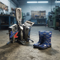 Moule de fabrication de bottes de pluie pour bébé en PVC bicolore, fabrication de semelles de chaussures pour enfants, usine de moulage par injection bicolore en Chine