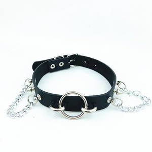 سلسلة خاتم O كبيرة على الطراز الأوروبي والأمريكية من فاقد الشعر عبر الحدود قلادة ياقة جديدة برشام مبالغ فيها مخصصة مجوهرات من الجلد الصناعي - Product Image 4