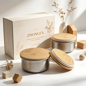 Meilleures ventes - Couvercle rond en bambou avec joint en silicone - Couvercle rond en bambou pour récipient métallique pour le stockage des aliments - Product Image 1