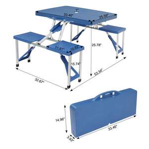 Conjunto de Mesa y Silla Plegable para Camping, Plástico Azul, 1355x83x655cm, 50kg - Product Image 1