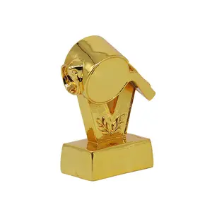 Wholesale Football Sports Trophy Referee Whistle Trophy Gold Plated Resin Craft Plating Soccer Referee Trophies