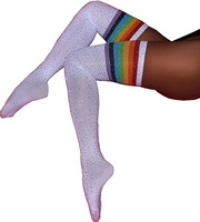 SHANXIN pas cher paillettes à la mode longue cuisse haute sur le genou chaussettes femme