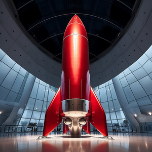 Parco divertimenti personalizzato stile <span class=keywords><strong>Pixar</strong></span> stile <span class=keywords><strong>Pixar</strong></span> specchio in metallo razzo in acciaio inox cartone animato razzo nave scultura - Product Image 3