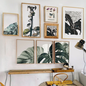Triptyque en toile sans cadre moderne Plantes tropicales et dos de tortue Feuilles de bambou <span class=keywords><strong>Illustration</strong></span> de nature morte pour affiche de salon - Product Image 3